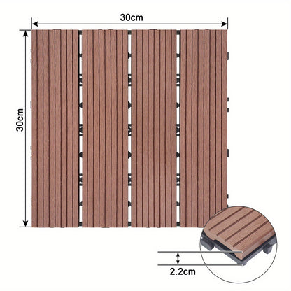 WPC-Tiles für den Außenbereich, 30 x 30 cm, Klick-Tiles für Balkon und Terrasse, Bodenbelag mit Klick-System