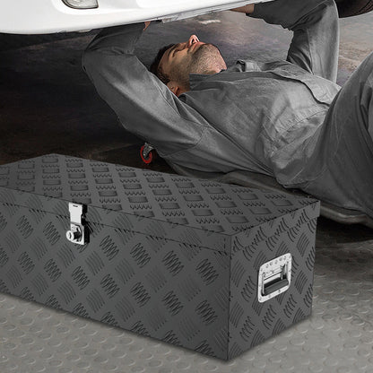 Truckbox Werkzeugkasten Aufbewahrungsbox Aluminiumkoffer Transportbox, Zugvorrichtungskasten für Autoanhänger LKW Nutzfahrzeuge Aufbewahrungsbox Werkzeugkasten Gurtbox Aluminiumbox 38L/60L/80L/170L Schwarz/Silberfarben