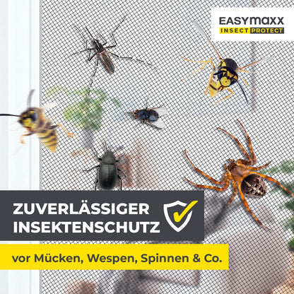 EASYmaxx Moskitonetz Magic Fit mit Rahmen für Fenster, montagefrei, Größe anpassbar