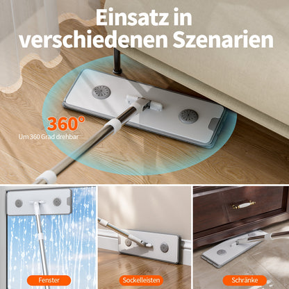 Neues Flachmopp-  Eimer-Set 2026, geeignet für trockenen  nassen Gebrauch ohne Handwäsche, ausgestattet mit 2-4 waschbaren  wiederverwendbaren Mikrofasertüchern, geeignet für die Reinigung von Böden, Terrassen, Badezimmern, unverzichtbare Reinigungsartike