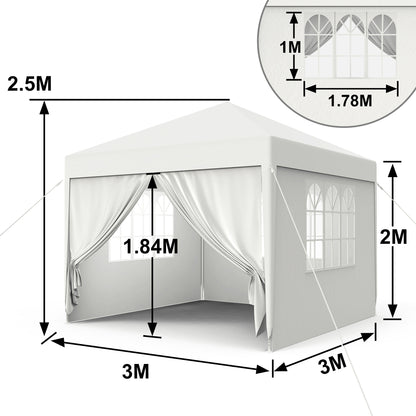 3X3/3X6M Robuste, tragbare Gartenlagerung Pavillon mit 4/6 Seitenwänden, Fenstern & Belüftung, Terrassen-Sonnenschutz Carport für Garten Rasen Fahrzeug Schutz, Anthrazit/Weiß