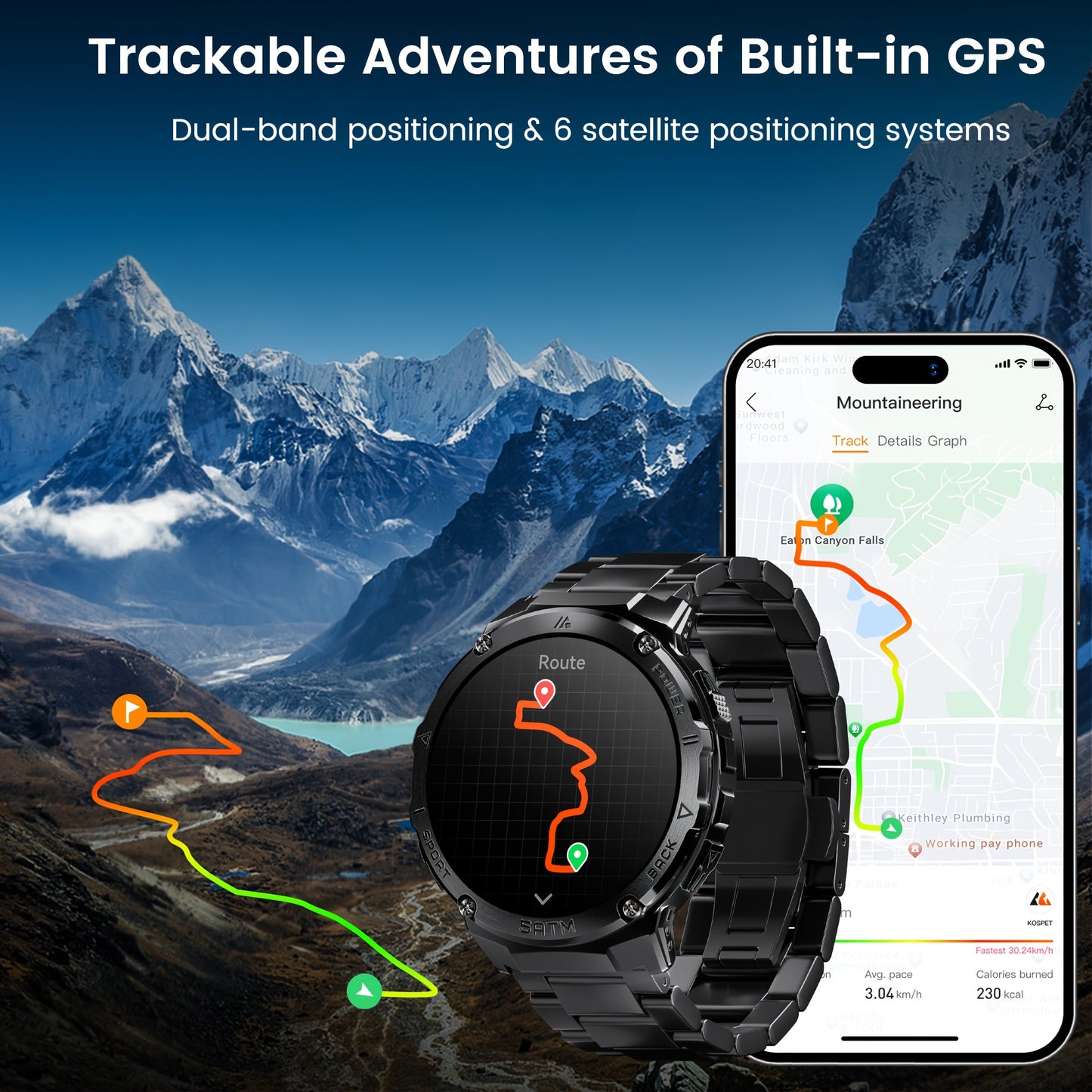 TICWRIS TANK M3 Ultra GPS Smartwatch für Männer Barometer Höhenmesser Kompass 6 Satelliten-Positionierungssysteme 480mAh 60 Tage Extra-Lange Akkulaufzeit Edelstahlgehäuse Robuste Smartwatch Drahtlose Anrufannahme 5ATM IP69K 3,63cm AMOLED Always On Display