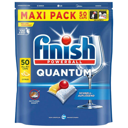 Finish Quantum Citrus Spülmaschinentabs 50 Caps - Geschirrspül Kapseln für kraftvolle Reinigung, Fettlösekraft und Glanz