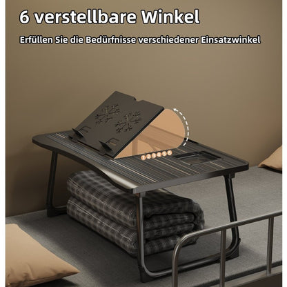 Büro-Laptop-Tisch, tragbarer Klapptisch, Schlafbett ohne hebbar Tisch, Home-Schreibtisch, Frühstück-Platte, Tisch mit Becherhalter, Film im Bett zu sehen, Klappbarer Bein Tisch, Tisch hebbar, für Bett / Sofa / Boden geeignet