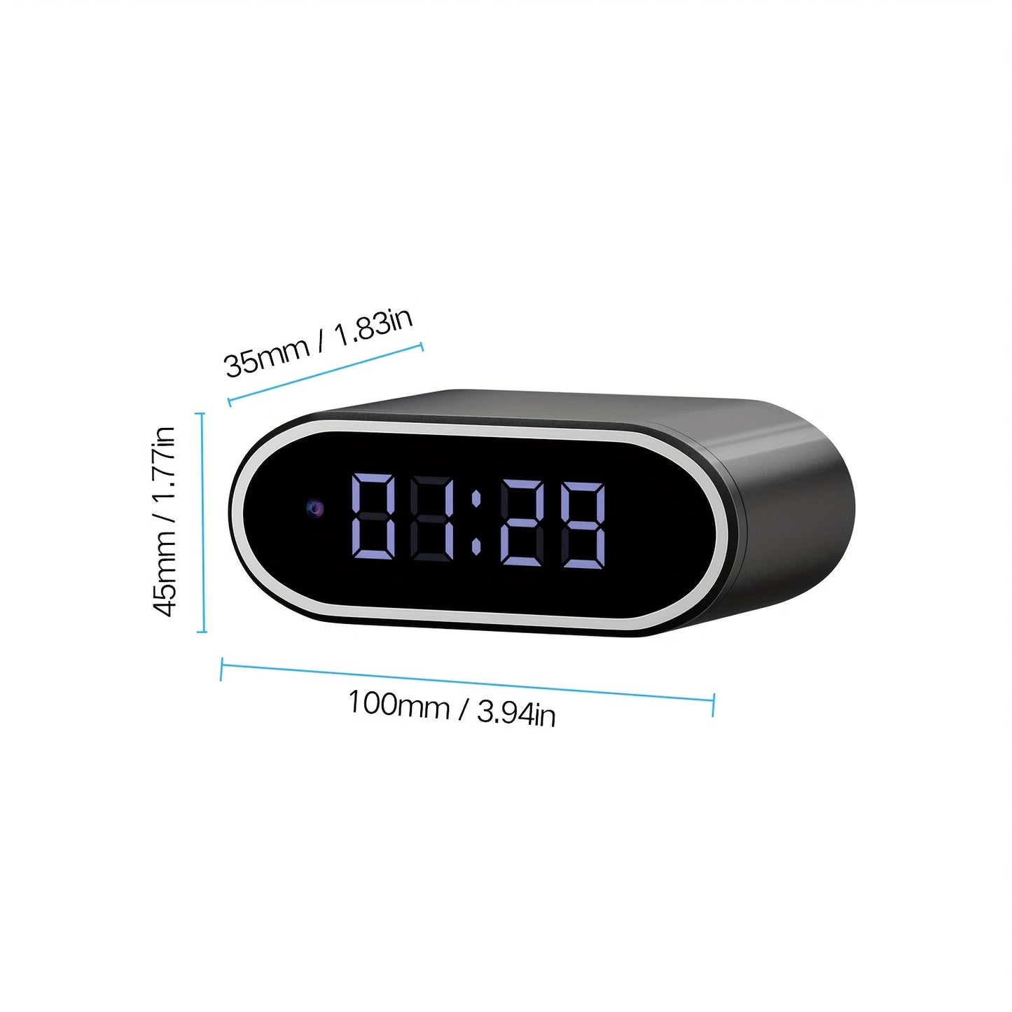 für Zuhause HD Kompakt Kamera Uhr, 1080P Drahtlose Kamera, kompakte Überwachungskamera, Nachtsicht, Bewegungserkennung, Fernansicht über App, Benachrichtigungs-Push, Eingebauter 2600mAh Akku, 110° Weitwinkel, für Zuhause/Büro/Lager. Smart Home Schutz