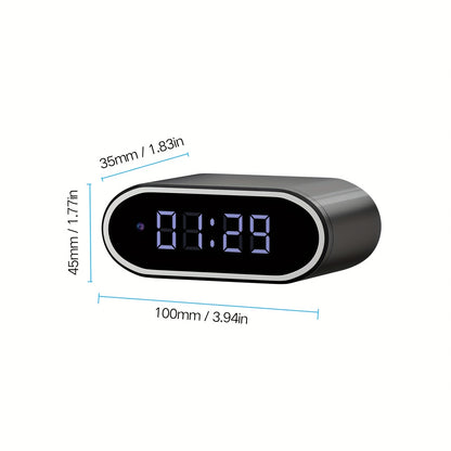 für Zuhause HD Kompakt Kamera Uhr, 1080P Drahtlose Kamera, kompakte Überwachungskamera, Nachtsicht, Bewegungserkennung, Fernansicht über App, Benachrichtigungs-Push, Eingebauter 2600mAh Akku, 110° Weitwinkel, für Zuhause/Büro/Lager. Smart Home Schutz
