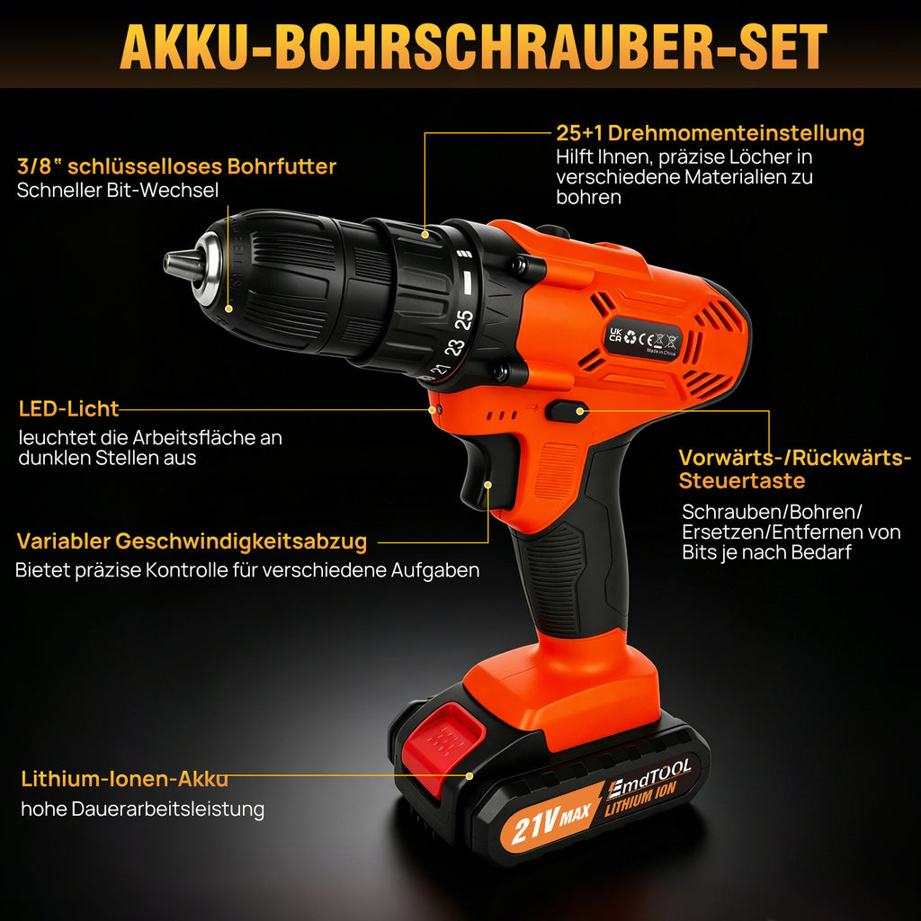 Akku-Bohrschrauber, 10mm für Heimwerken und Werkstatt – Detailansicht 13