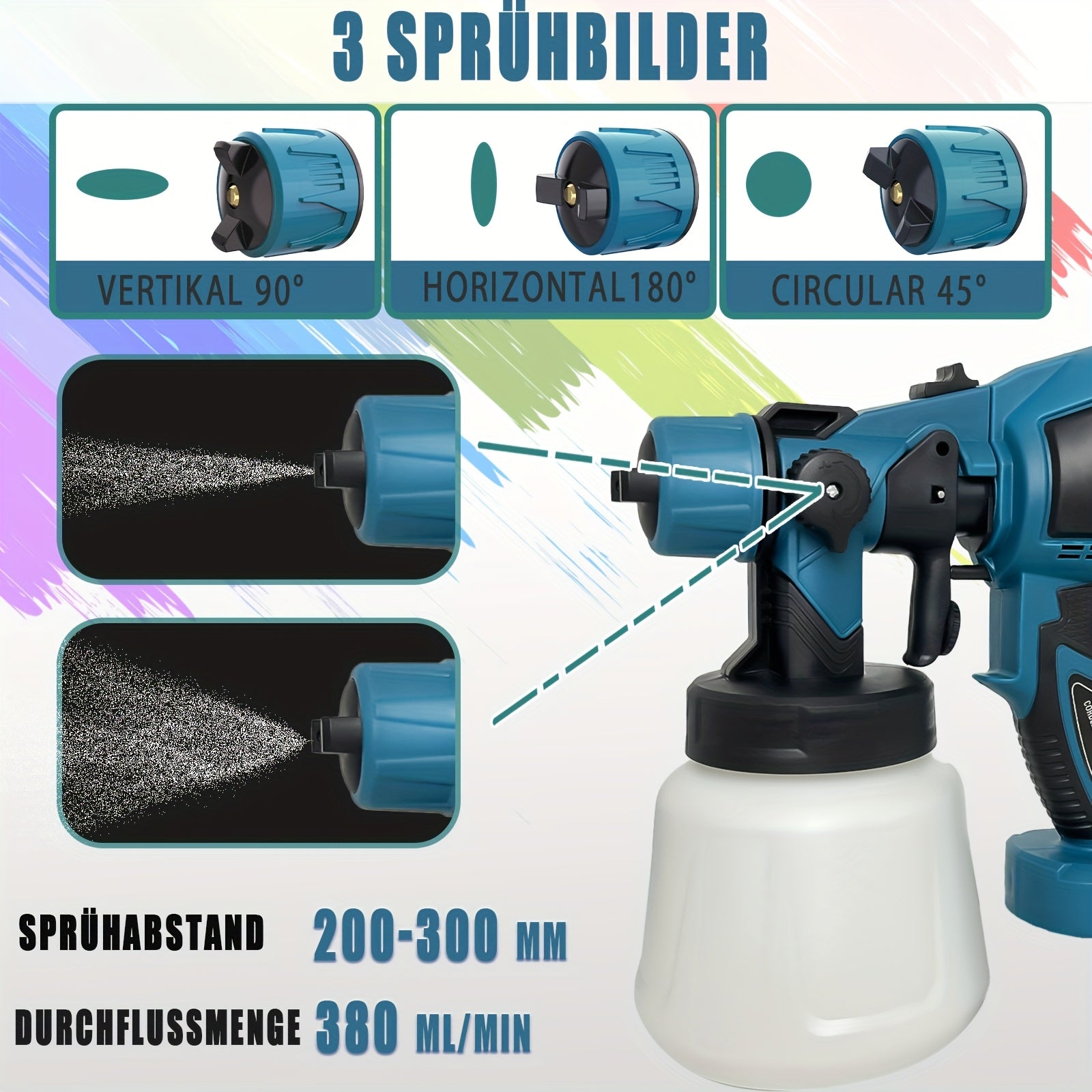 Akku-Farbspritzpistole, 310W für Zäune und Wände – Detailansicht 5