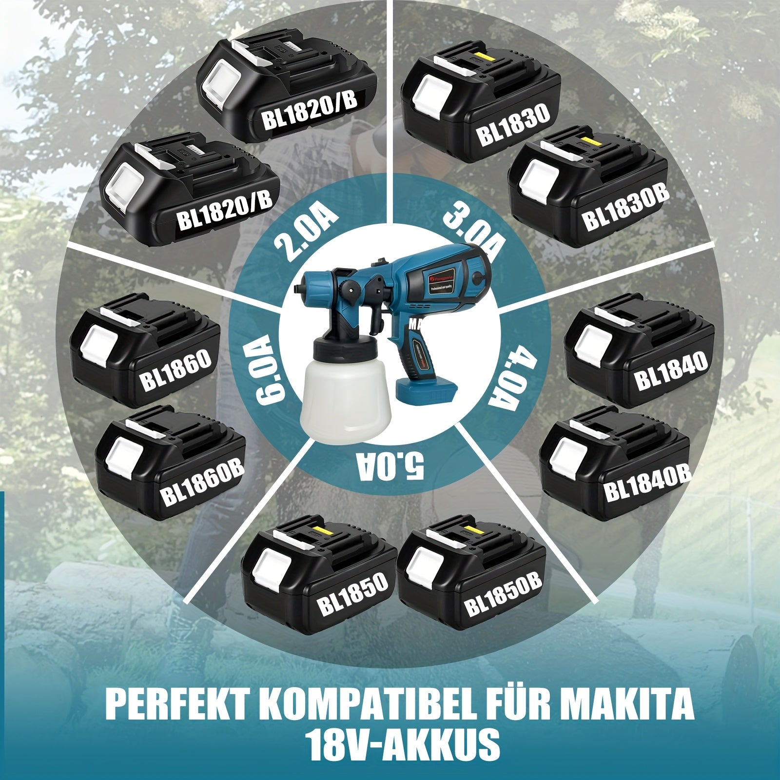 Akku-Farbspritzpistole, 310W für Zäune und Wände – Detailansicht 10