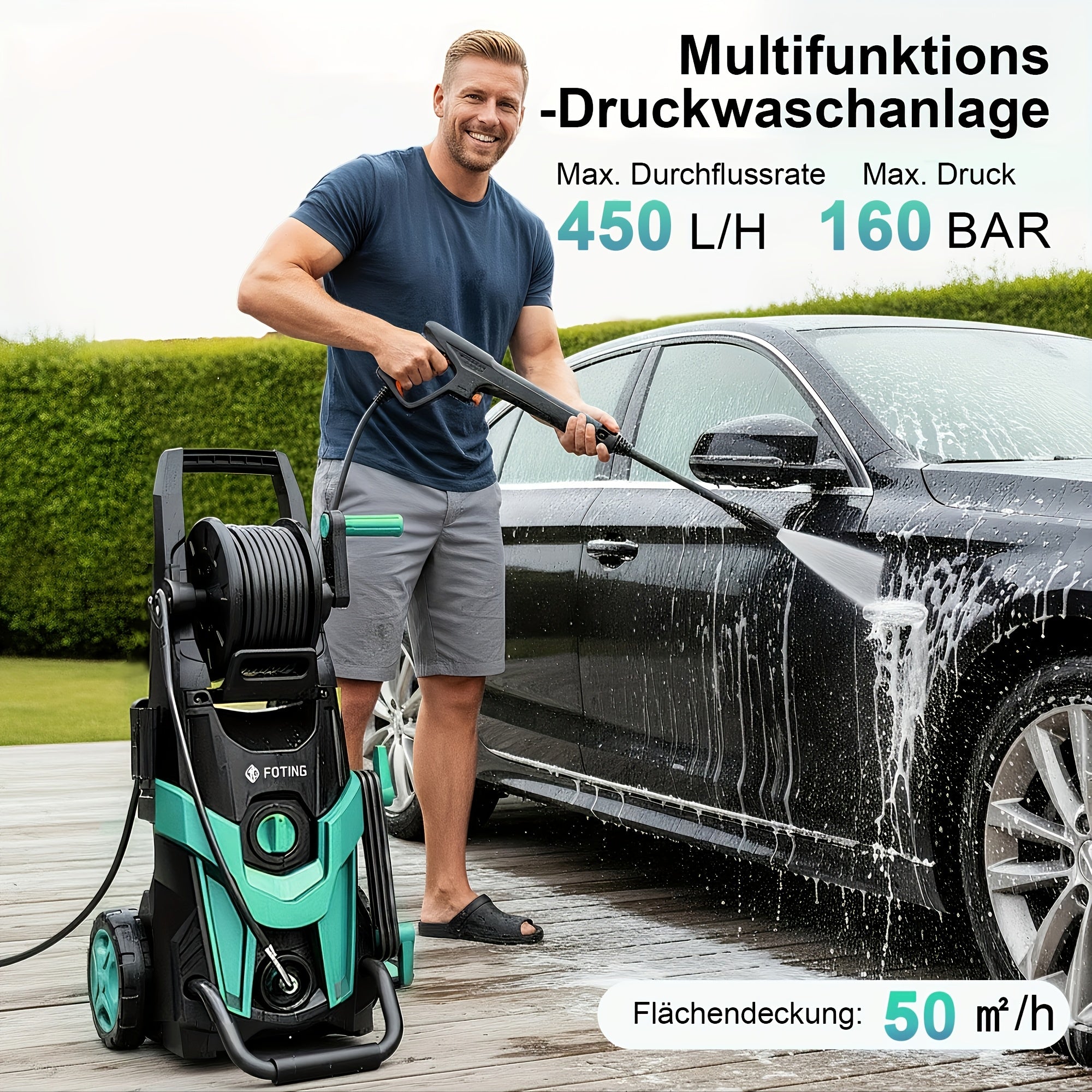Akku-Hochdruckreiniger, 450 L für Auto und Terrasse – Detailansicht 2