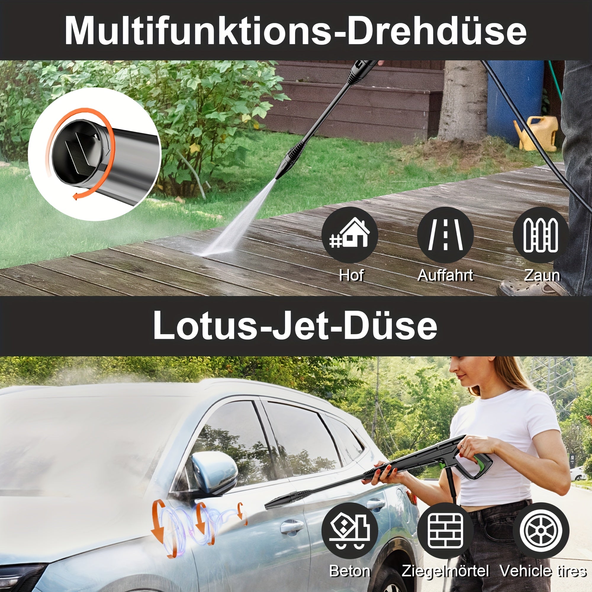 Akku-Hochdruckreiniger, 450 L für Auto und Terrasse – Detailansicht 6
