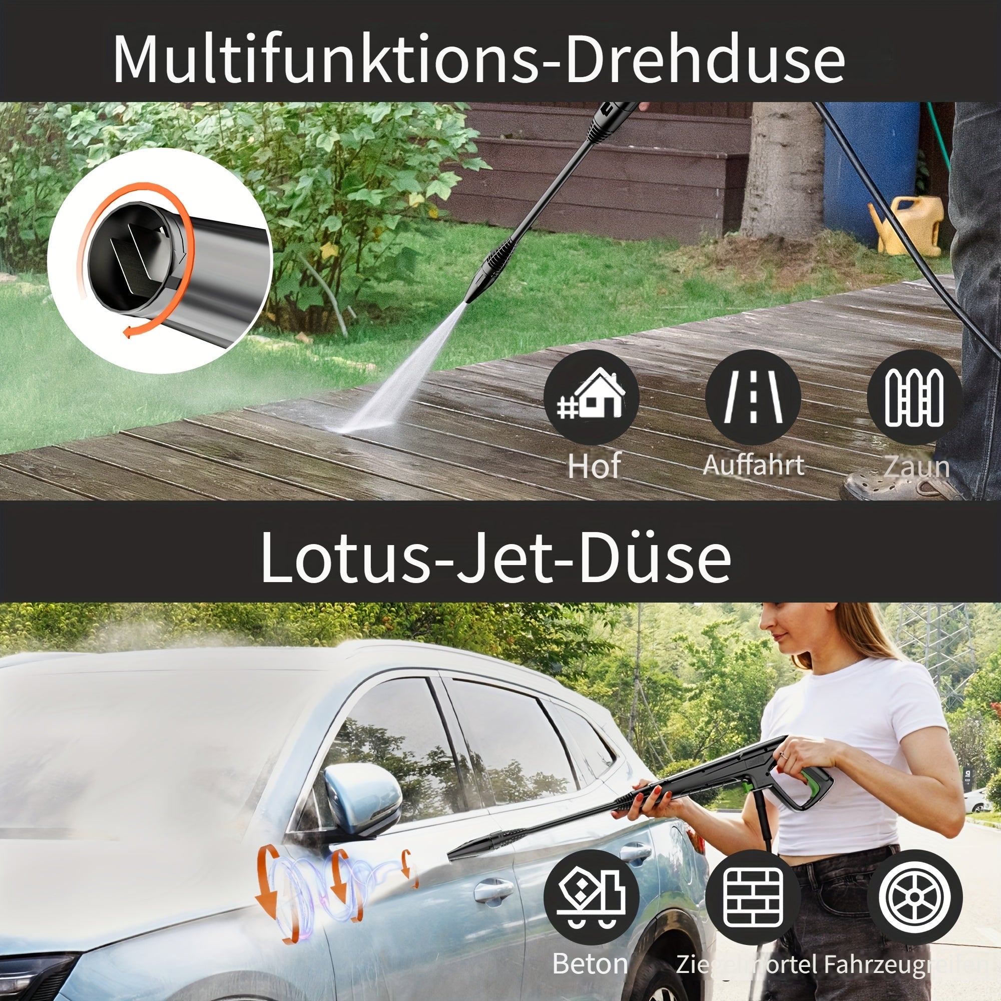 Akku-Hochdruckreiniger, 450 L für Auto und Terrasse – Detailansicht 10