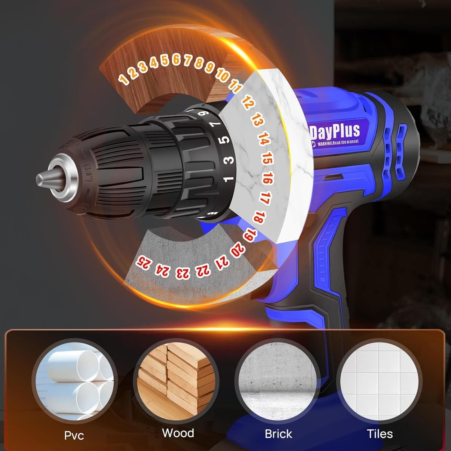 Akku-Kombibohrmaschine, LED-Beleuchtung für DIY und Alltag – Detailansicht 5