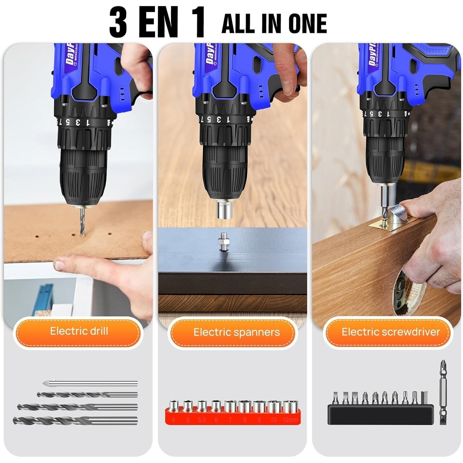Akku-Kombibohrmaschine, LED-Beleuchtung für DIY und Alltag – Detailansicht 8