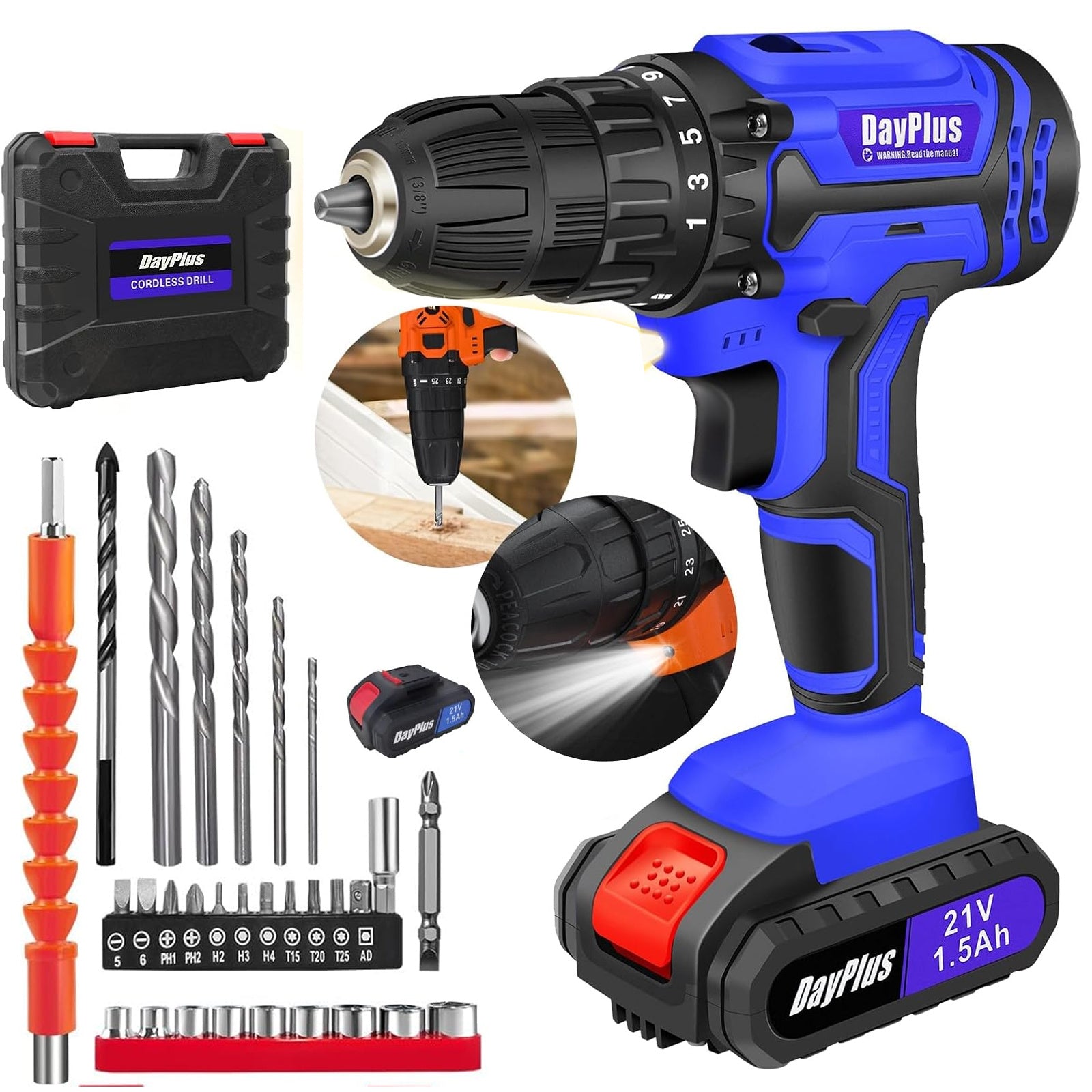 Akku-Kombibohrmaschine, LED-Beleuchtung für DIY und Alltag – Detailansicht 11