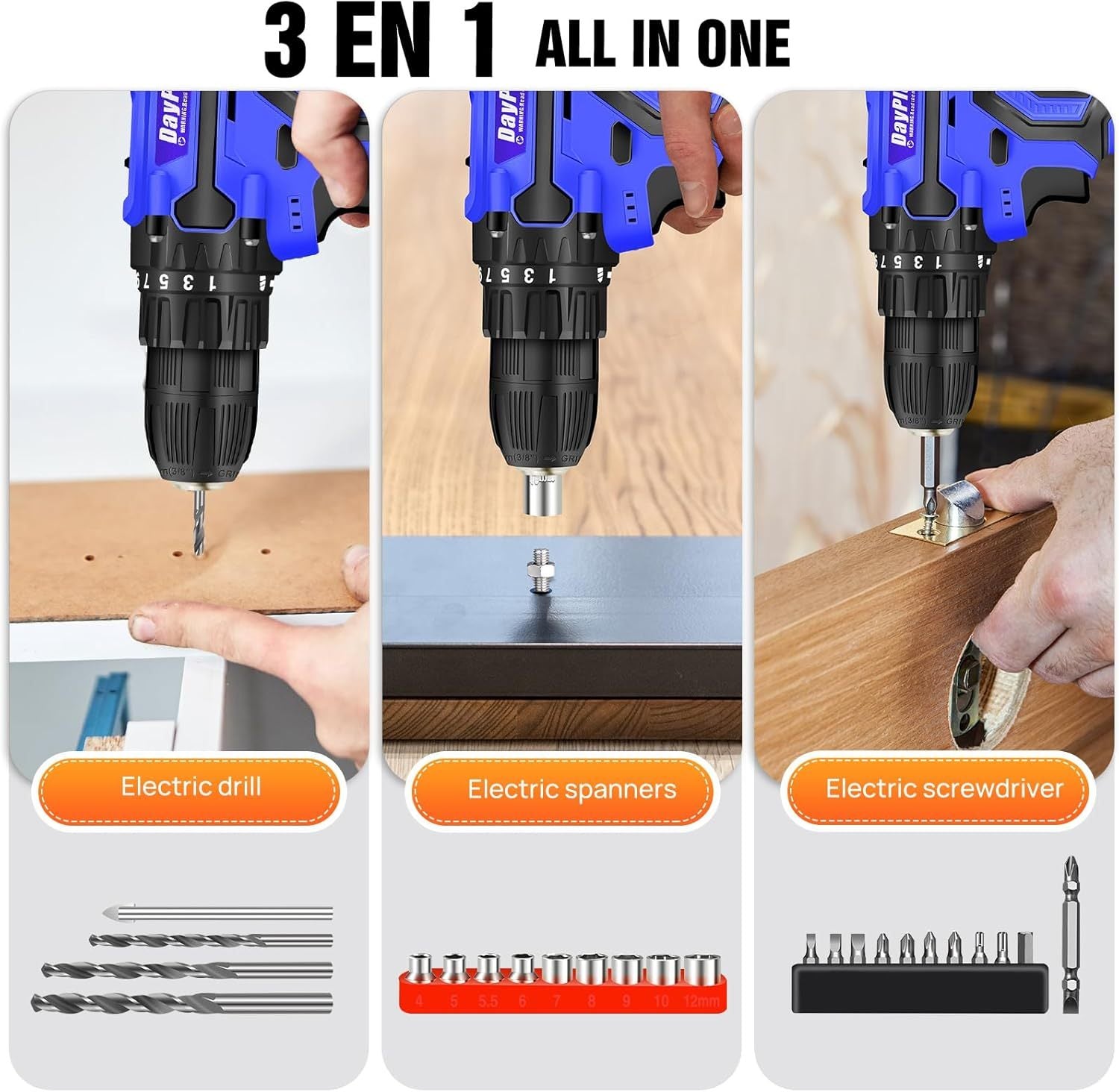 Akku-Kombibohrmaschine, LED-Beleuchtung für DIY und Alltag – Detailansicht 13