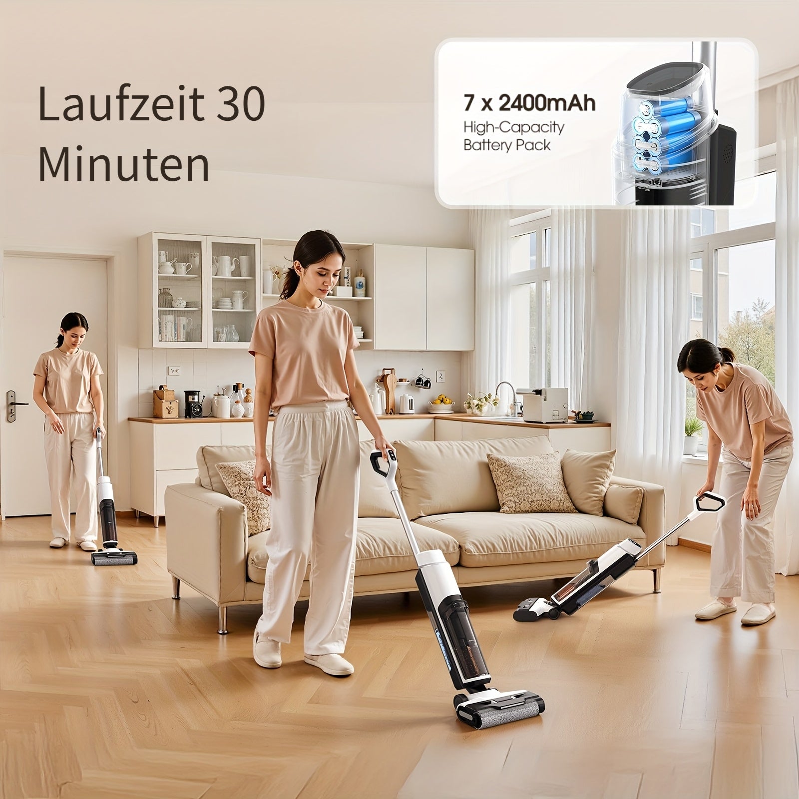 Akku-Staubsauger, 6mm für Hartböden und Teppiche – Detailansicht 5
