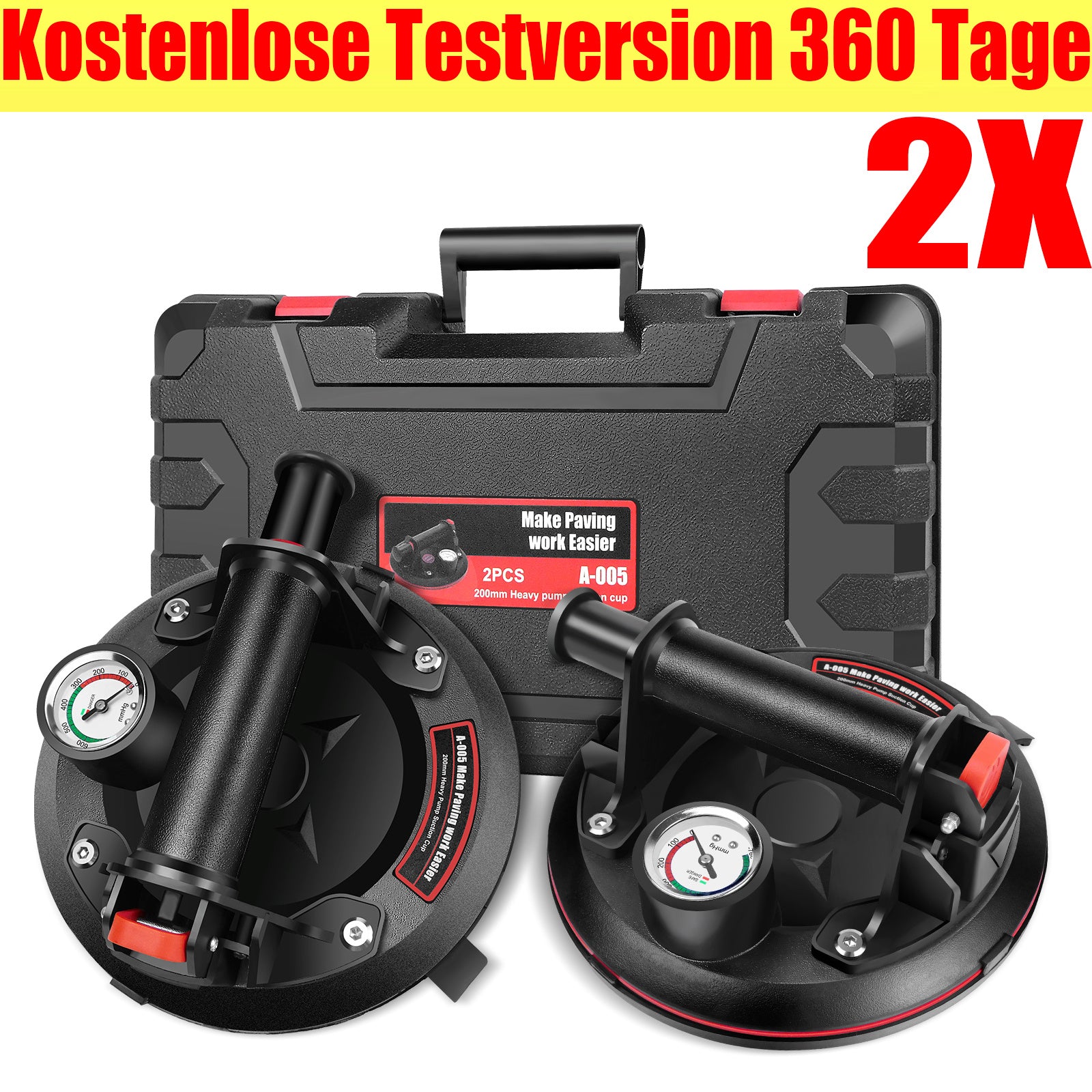 Akku-Staubsauger, Paar 2x PACK Vakuum-Saugnapf mit Manometer für Hartböden – Detailansicht 9