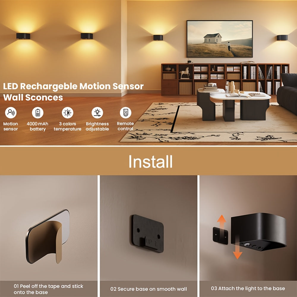 Akku-Wandlampe für den Innenbereich, LED-Beleuchtung für Schlafzimmer und Bett – Detailansicht 6