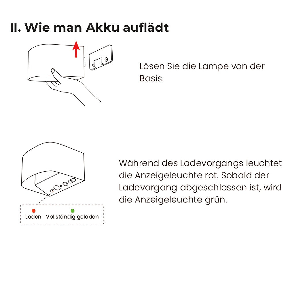 Akku-Wandlampe für den Innenbereich, LED-Beleuchtung für Schlafzimmer und Bett – Detailansicht 12
