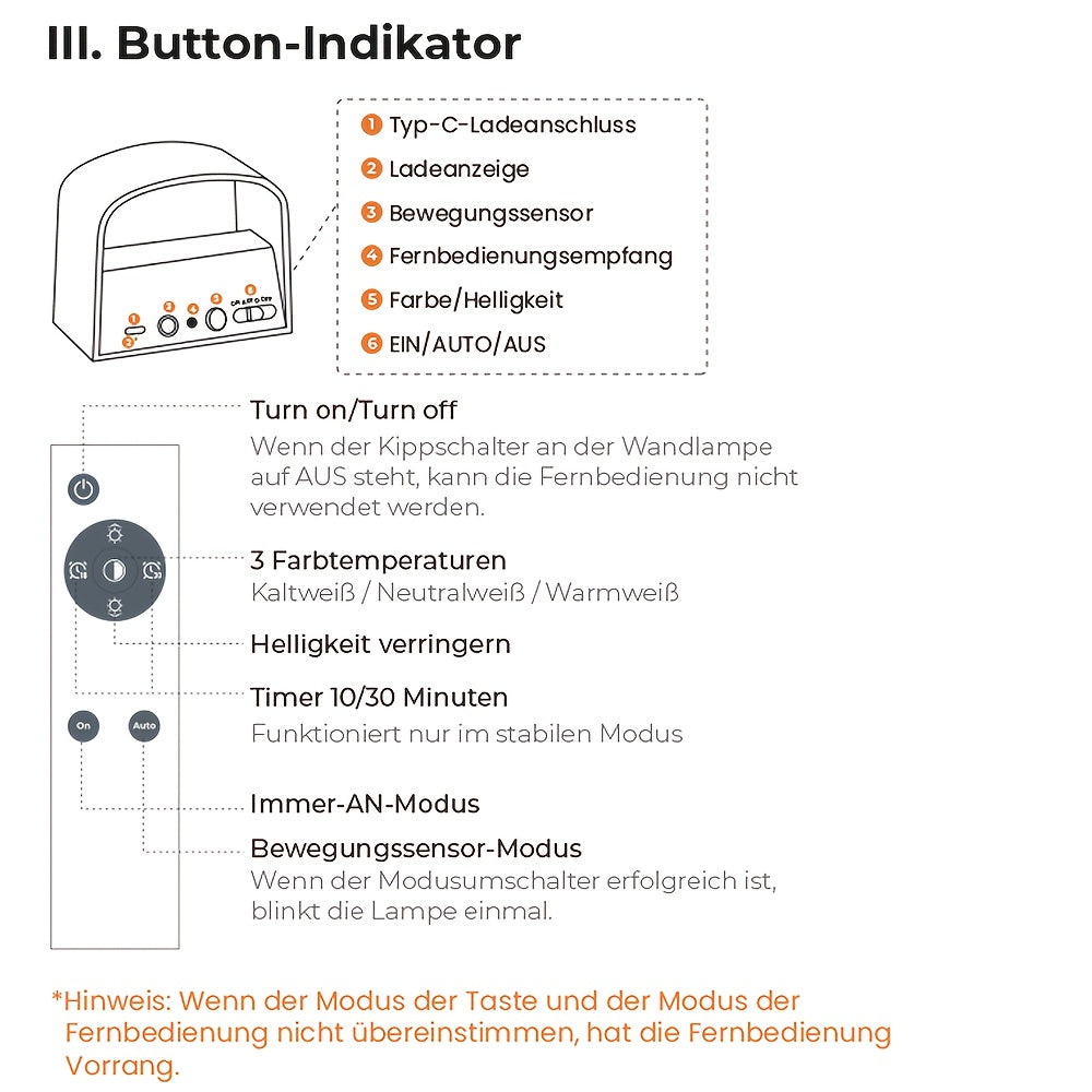 Akku-Wandlampe für den Innenbereich, LED-Beleuchtung für Schlafzimmer und Bett – Detailansicht 13