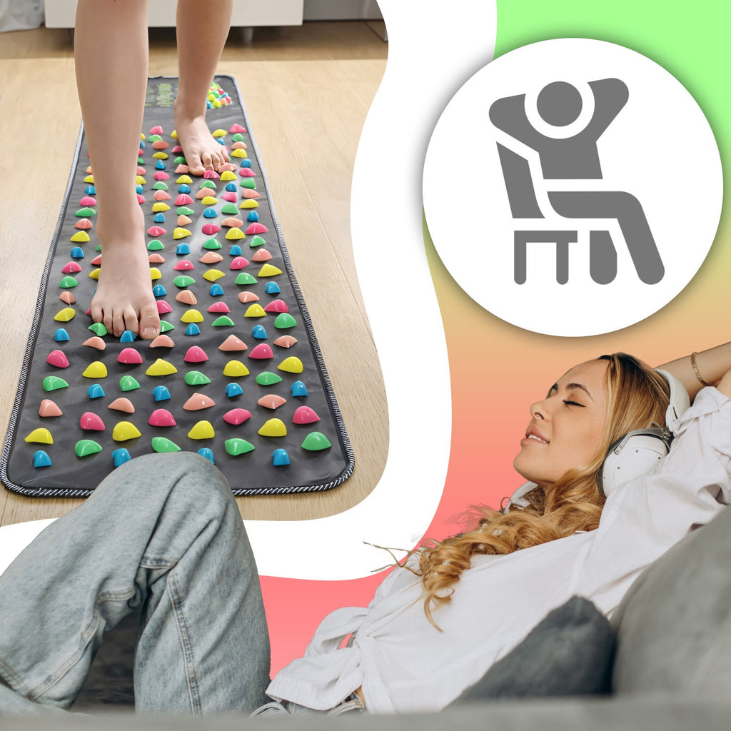 Akupressur- und Entspannungsmatte, schwarz für Fuß und Rückenstimulation – Detailansicht 3