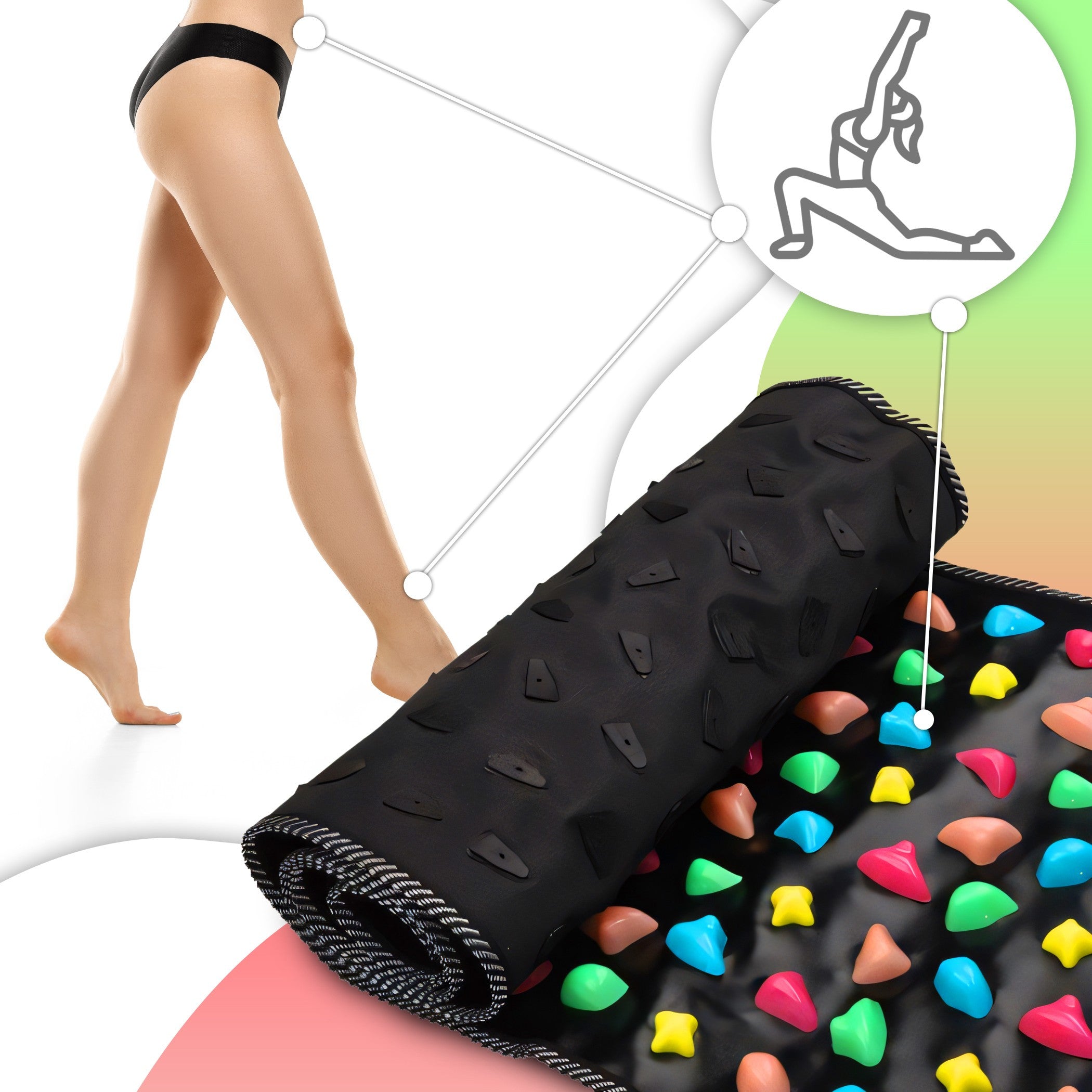 Akupressur- und Entspannungsmatte, schwarz für Fuß und Rückenstimulation – Detailansicht 4