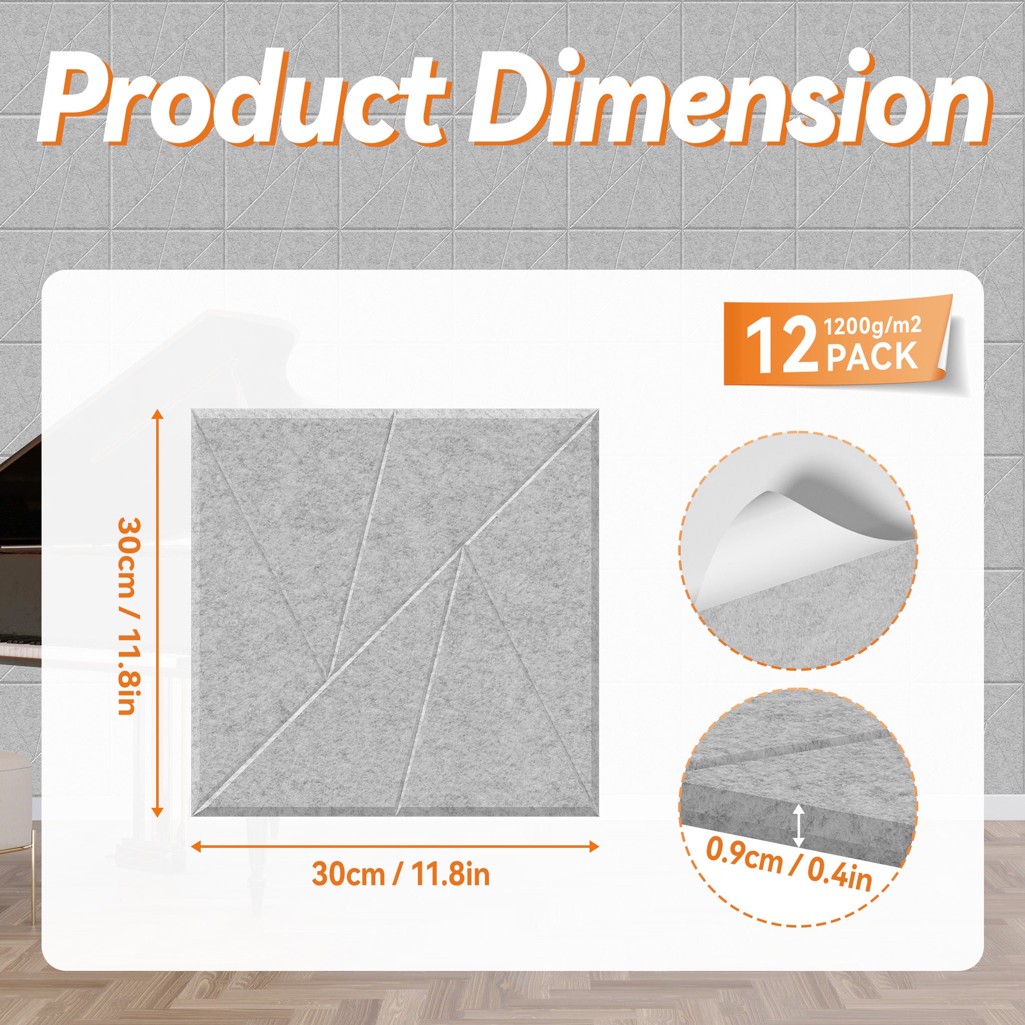 Akustikpaneele, 30x30x0,9cm für Büro und Homeoffice – Detailansicht 11