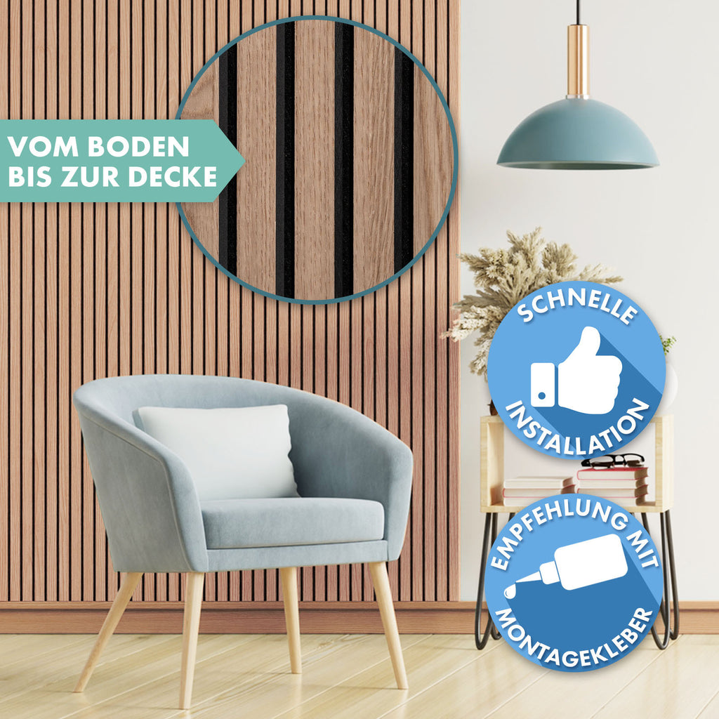 Akustikpaneele, Roter Eichenbaum für Büro und Homeoffice – Detailansicht 48
