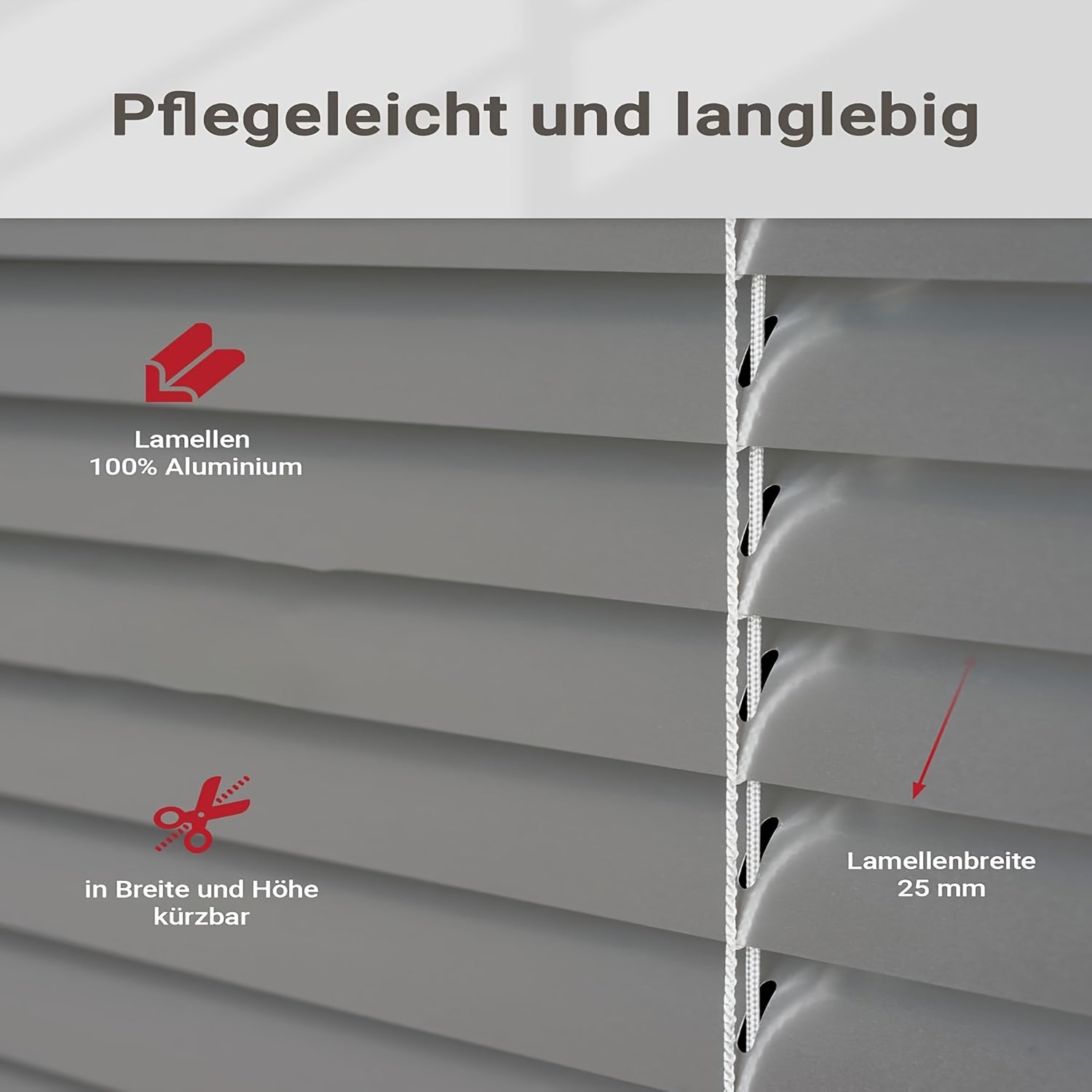 Aluminium-Jalousie, Schwarz für Sichtschutz und Fenster – Detailansicht 6