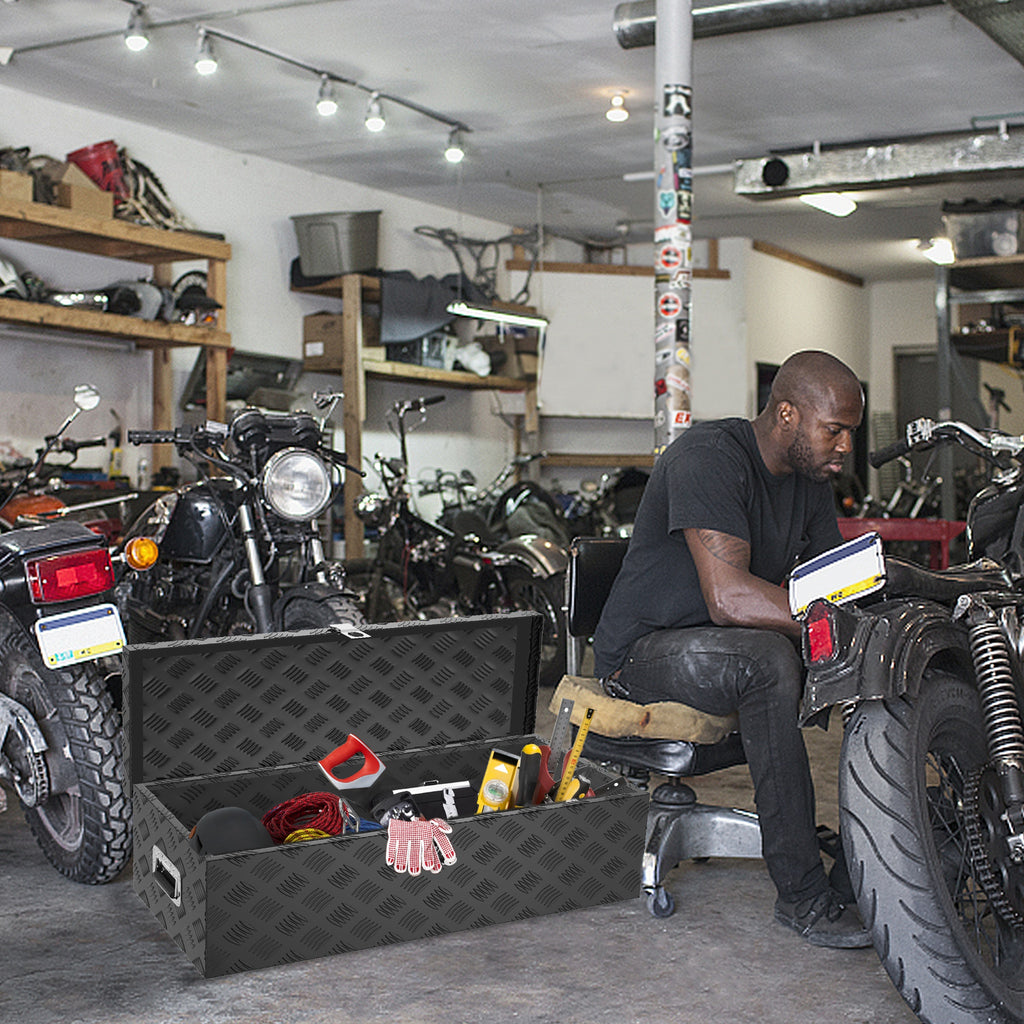 Aluminium Werkzeugorganizer Aufbewahrungsbox, Schwarz für Terrasse und Garten – Detailansicht 6