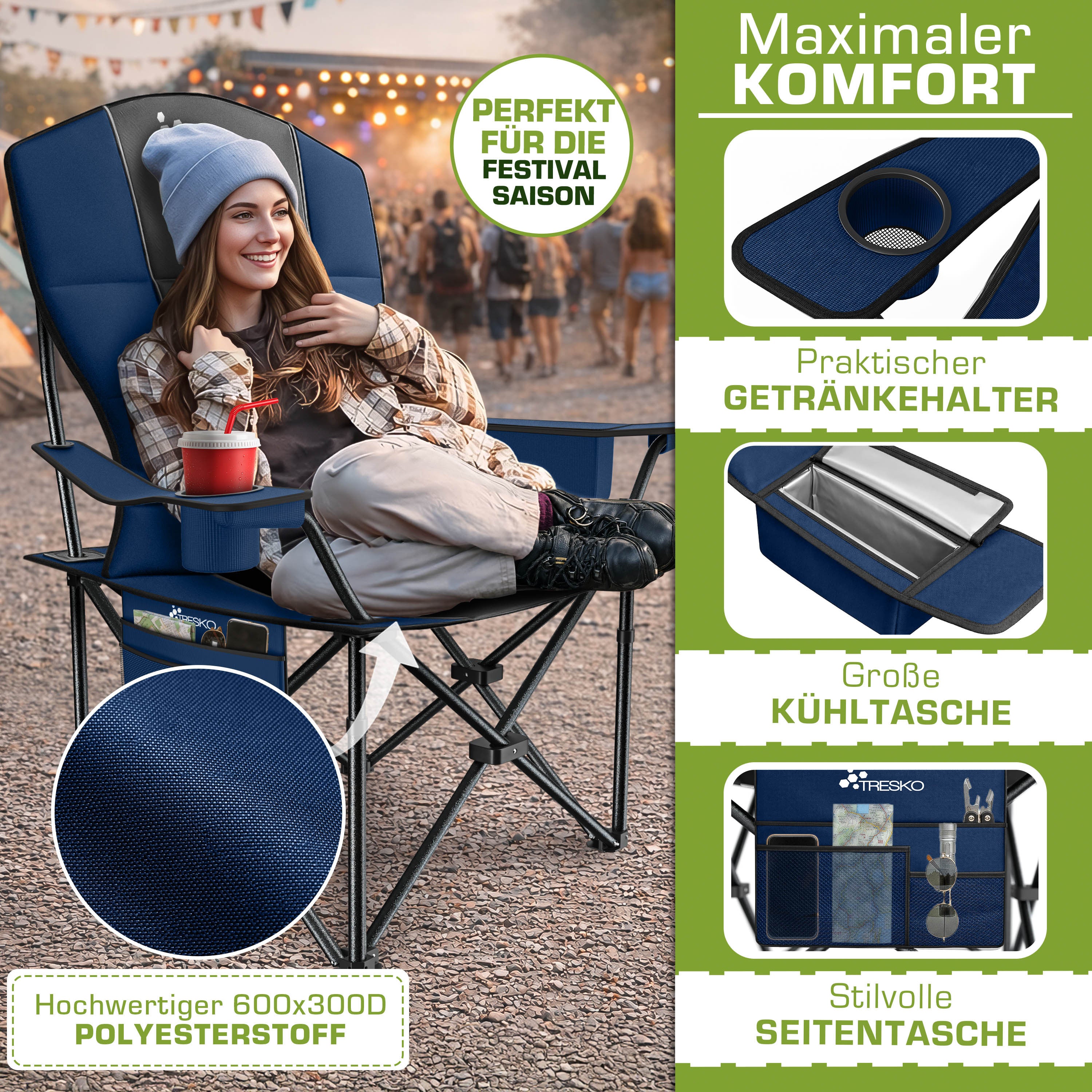 Angelstuhl, faltbar für Wohnen und Sitzen – Detailansicht 5