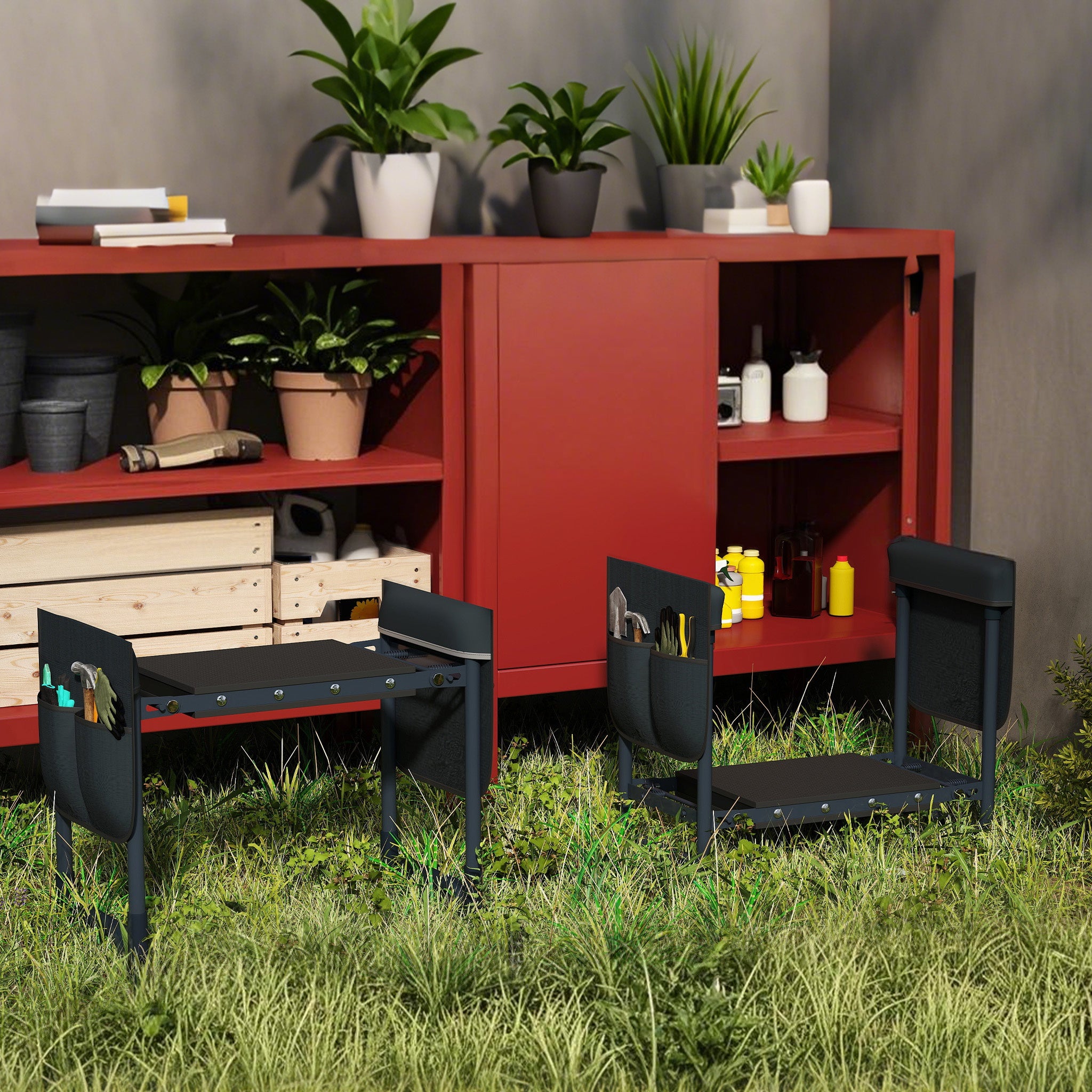 Arbeits-Hocker Gartenhocker Klappbarer, 150kg für Garten und Terrasse – Detailansicht 2