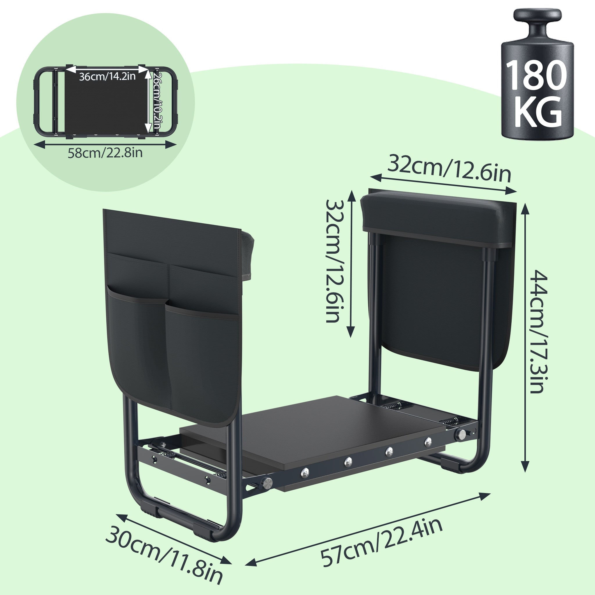 Arbeits-Hocker Gartenhocker Klappbarer, 150kg für Garten und Terrasse – Detailansicht 15