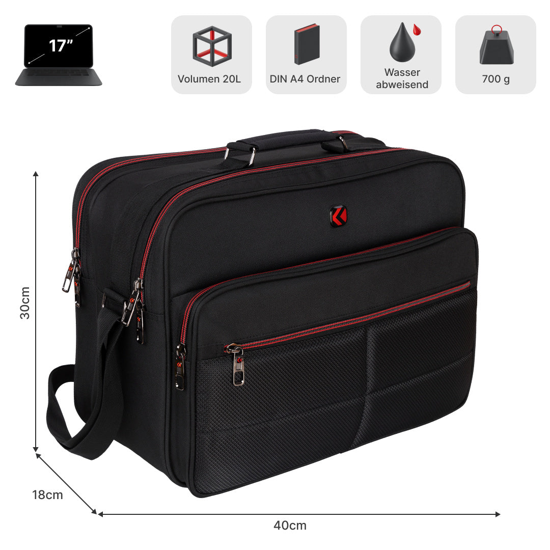 Arbeitstasche Umhängetasche Messenger Flugbegleiter, Schwarz für Zuhause und Alltag – Detailansicht 11