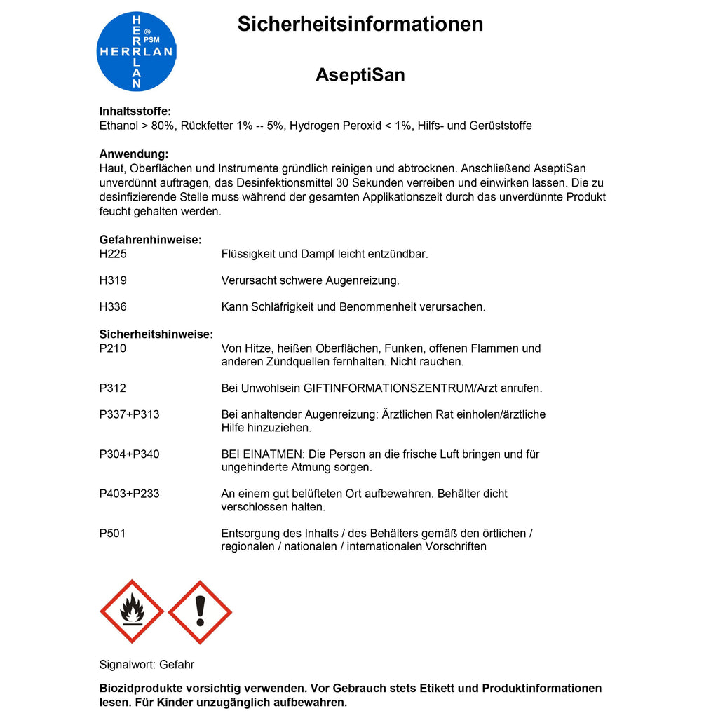 AseptiSan - Flächen- und Händedesinfektionsmittel, 500 ml für Pflege zu Hause und Alltag – Detailansicht 2