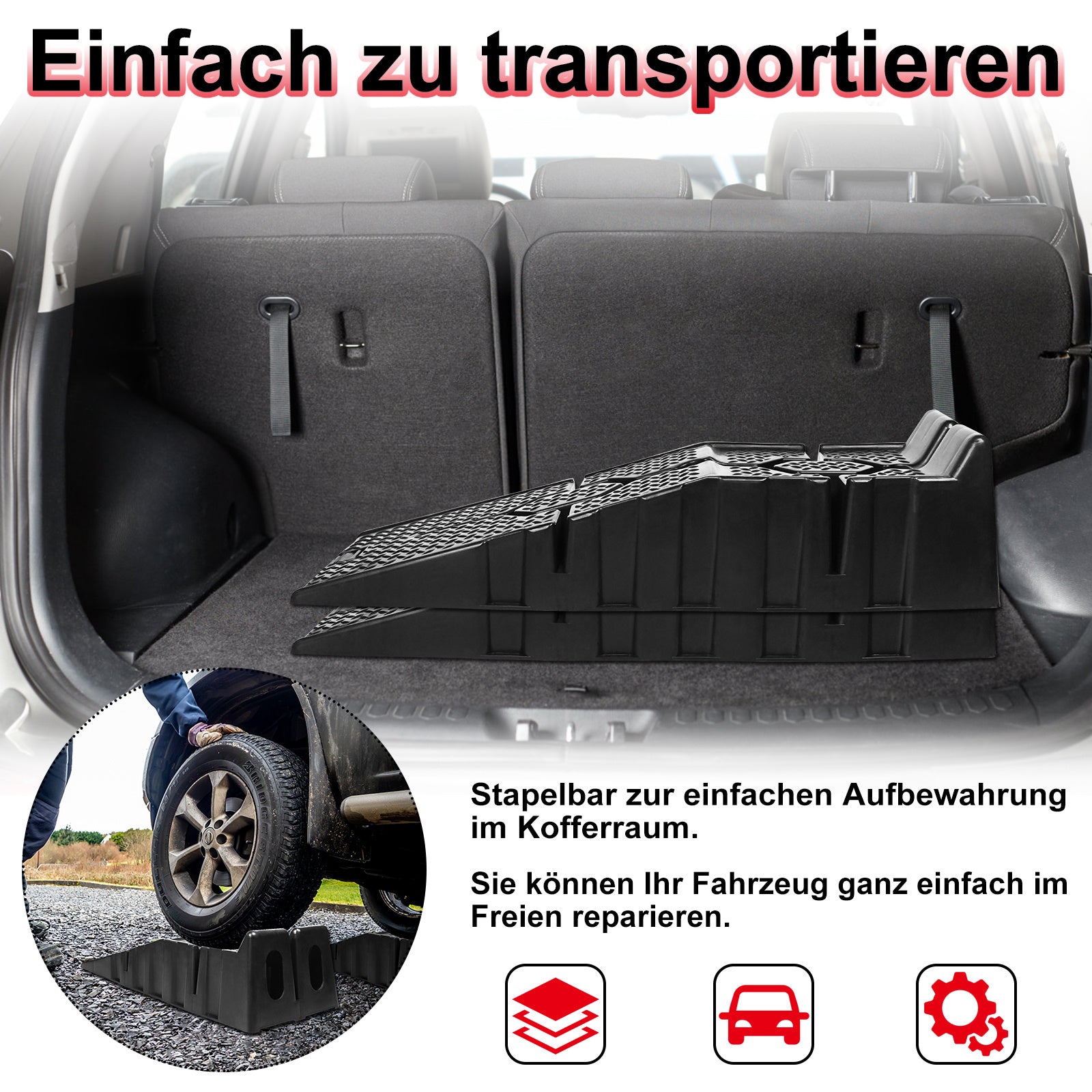 Auto-Auffahrrampe, Kunststoff für Fahrzeug und unterwegs – Detailansicht 6
