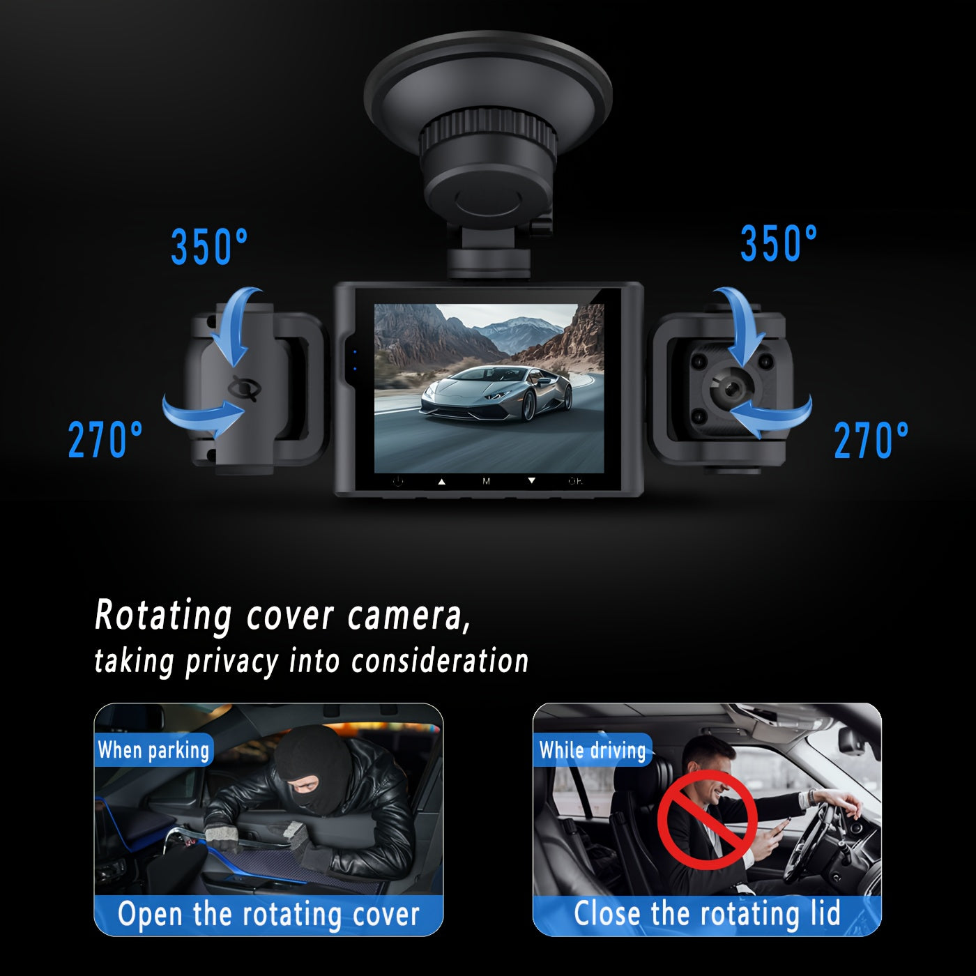 Auto Dashcam, 360° drehbar für Fahrzeug und unterwegs – Detailansicht 4