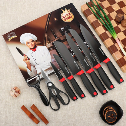 Kochmesser-Set, 8-teiliges superscharfes Küchenmesserset, Premium-Kochmesserset aus deutschem rostfreiem Edelstahl mit hohem Kohlenstoffgehalt, professionelles Küchenmesserset mit ergonomischem, rutschfestem Griff  Geschenkbox