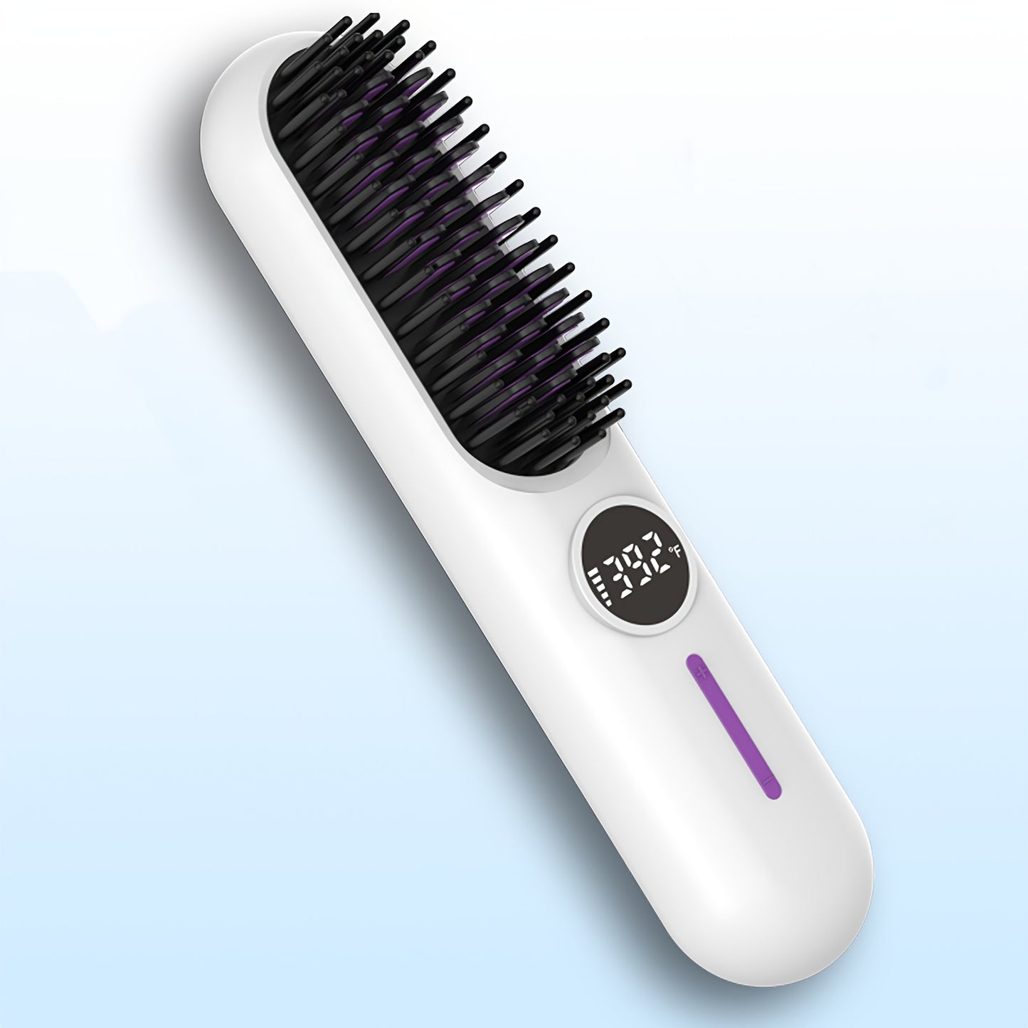 Kabellose Haarglätter-Bürste, 7 Temperaturstufen, tragbare Reise-Glätterbürste, 5600mAh tragbare Reise-Glätterbürste mit negativen Ionen Mini-Hot Brush, wiederaufladbar jederzeit, überall, Anti-Verbrühungsschutz mit LED-Anzeige