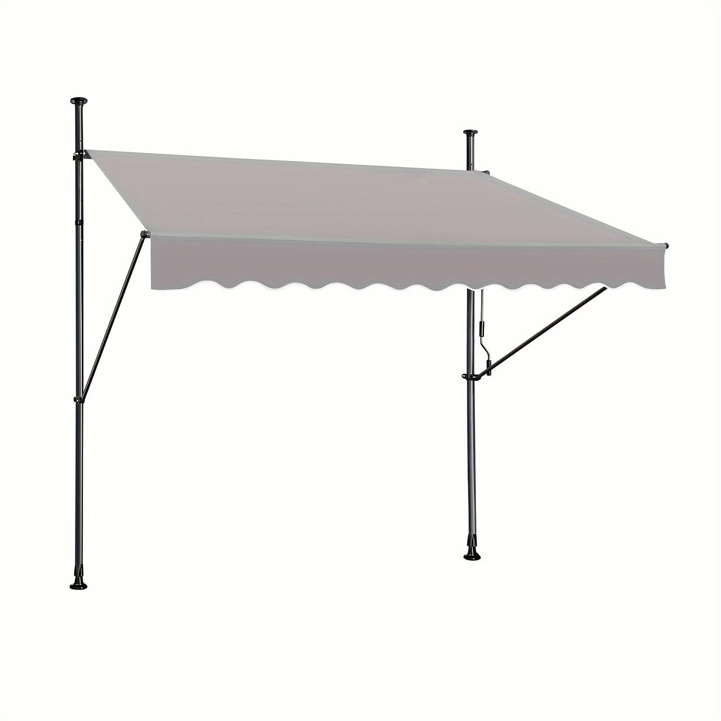 Klemmmarkise mit Kurbel, Breite, 200x120cm/ 250x120cm/ 300x120cm/ 350x120cm Balkonmarkise, Bohrfrei, Verstellbar, UV-Schutz, Dunkelgrau/Hellgrau