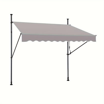 Klemmmarkise mit Kurbel, Breite, 200x120cm/ 250x120cm/ 300x120cm/ 350x120cm Balkonmarkise, Bohrfrei, Verstellbar, UV-Schutz, Dunkelgrau/Hellgrau