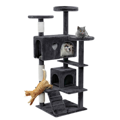 Krallenbaum Großer Katzenkrallenbaum 49 x 49 x 130 cm XXL Katzenbaum mit Sisalsäulen und Katzenhöhle, Rutschfeste Aktivitätskrallenbäume für mehrere Katzen, K1254