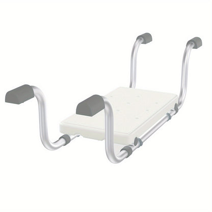 Höhenverstellbar von 72 bis 82 cm: Dieses weiße Badewannensitz ist mit einem verstellbaren Griff und einer Ablage ausgestattet und somit ein vielseitiger Duschstuhl und Badehilfe.