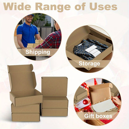 20 Stück Verpackungsboxen, 15x10x4cm/20x15x5cm/32x22x5cm, faltbare Wellpappkartons für Warenversand, Geschenkbox, braune Maxi-Briefumschlagbox, Dokumentenkasten zum Versenden kleiner Güter, Postbox