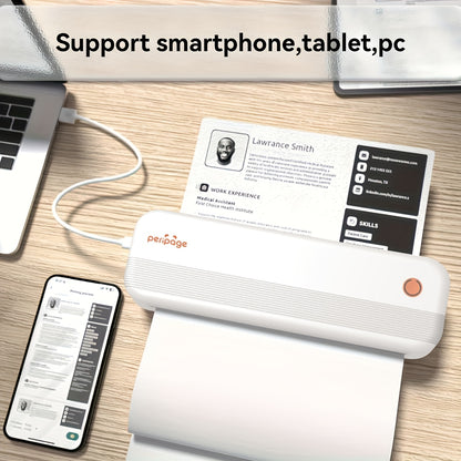 PeriPage Drahtloser Thermodrucker, unterstützt 21,59 cm × 27,94 cm US-Brief-Größe. Tragbarer drahtloser Reisedrucker, tintenloser Drucker, kompatibel mit IOS-  Android-Systemen. Mobiler Drucker geeignet für Zuhause, Büro  Schule. Inklusive 25 Thermopapier