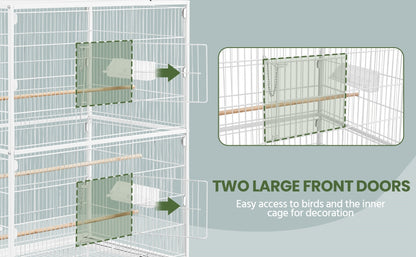 Costoffs Vogelkäfig auf Rollen 132 cm Höhe Große Vogelvoliere Wellsittichkäfig mit Ablagefach