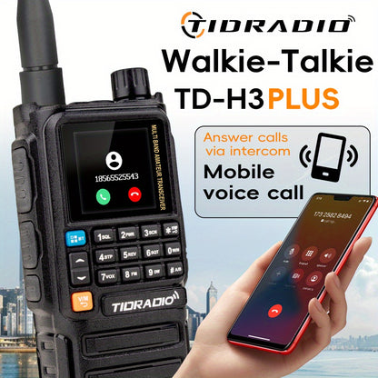 TIDRADIO H3 PLUS Amateurfunk-Handfunkgerät, Langstrecken-Sprechfunkgerät mit AM/FM, Kompatibilität mit kabellosen Kopfhörern, drahtlose Programmierung, wiederaufladbarer Akku, USB-C-Ladung, klare Gesprächsqualität, geeignet für Outdoor-Camping  Jagd