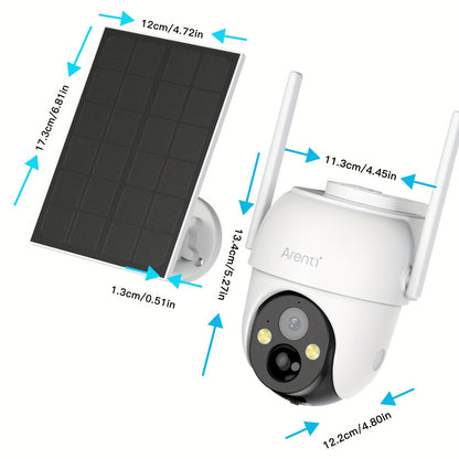 Laxihub Solarpanel Kabellose Überwachungskamera, FHD Outdoor Kamera mit Farb-Nachtsicht, 3MP 1296P Hohe Auflösung, Wi-Fi Smart Home Überwachungskamera, Baby, ältere Menschen und Haustier Sicherheitsmonitor, 2-Wege-Audio, PTZ-Technologie, App-Steuerung