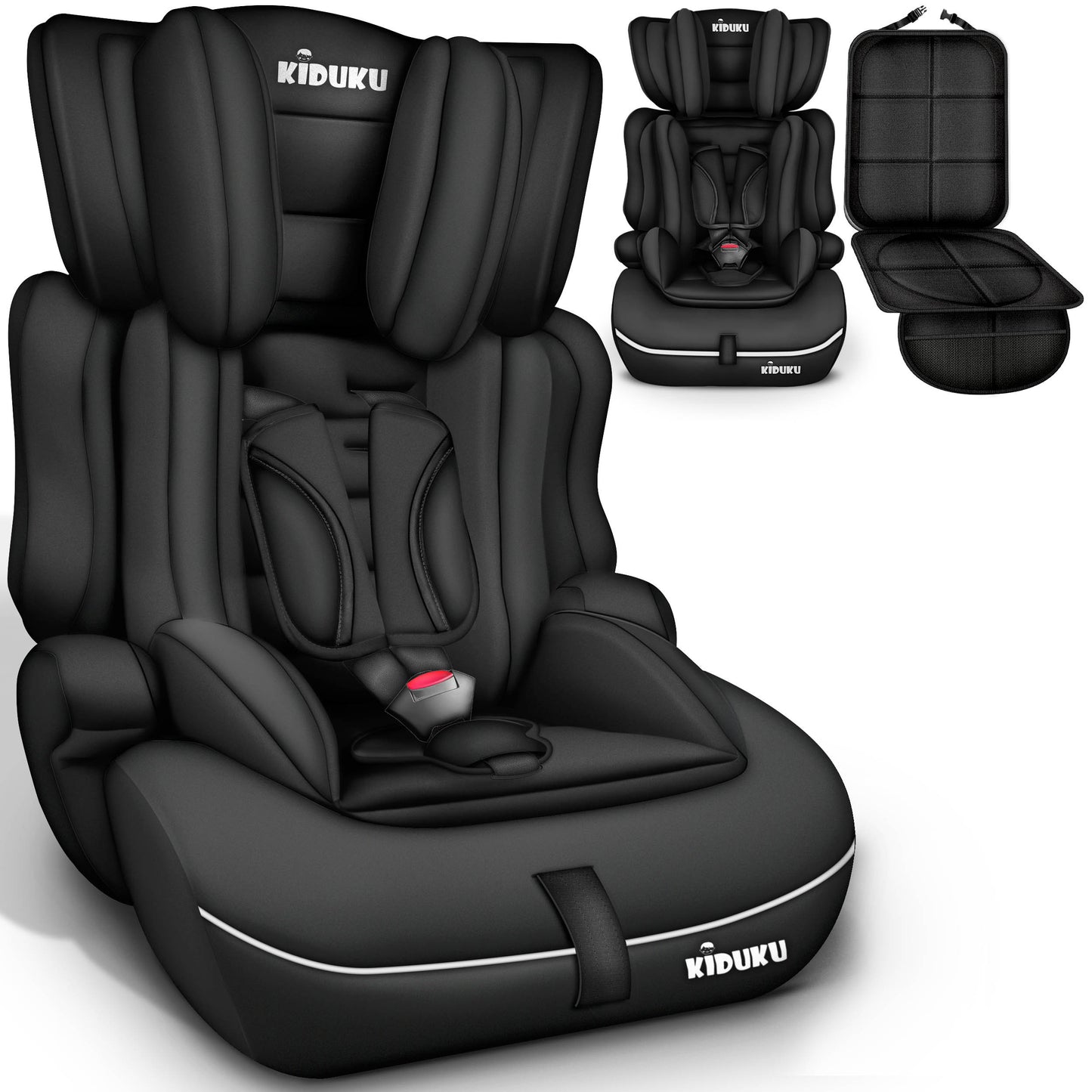 KIDUKU® Kindersitz Auto 9-36 kg (1-12 Jahre) mit Kindersitzunterlage - Autositz ECE R129/03, Gruppe 1/2/3 Autokindersitz 3-Punkt-Sicherheitsgurt Kinderautositz einstellbare Kopfstütze